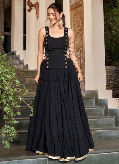 Black Georgette Readymade Lehenga Choli
