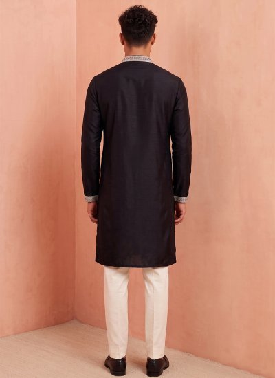 
                            Black Lachka Embroidered Kurta Pyjama