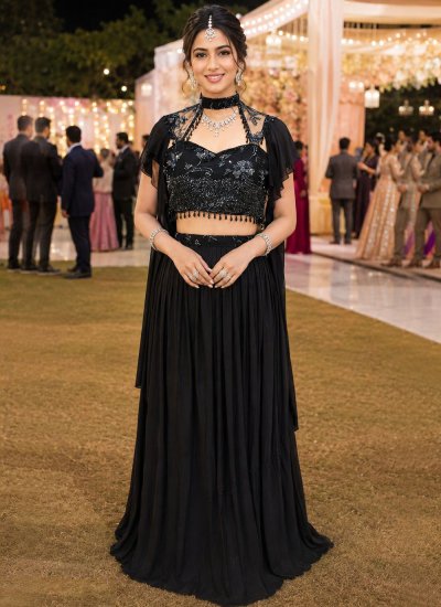 Black Lycra Engagement Readymade Lehenga Choli