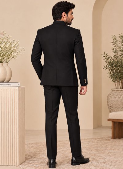 
                            Black Terry Rayon Jodhpuri Suit