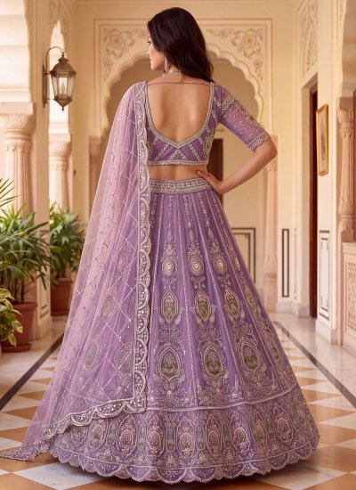 
                            Blissful Net Thread Work Lavender Designer Lehenga Choli