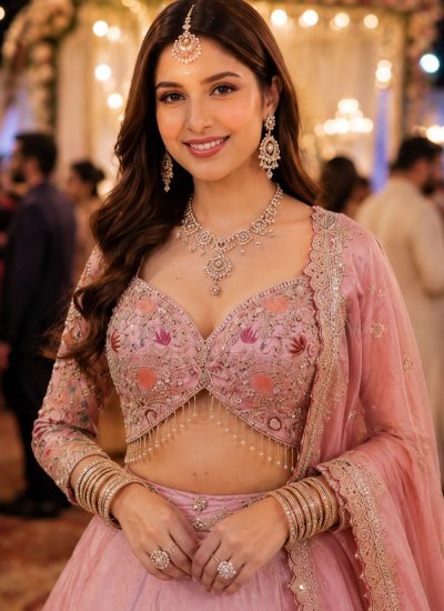 
                            Blooming Embroidered Satin Readymade Lehenga Choli