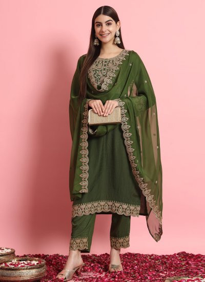 Blooming Silk Blend Ceremonial Salwar Suit
