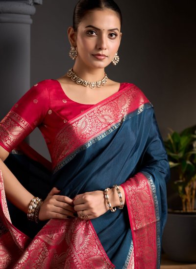 
                            Blue Color Trendy Saree