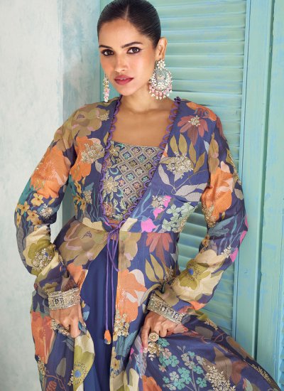 
                            Blue Embroidered Readymade Salwar Kameez