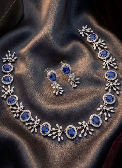
                            Blue Stone Work Ceremonial Necklace Set