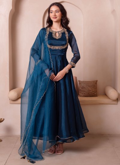 Breathtaking Embroidered Blue Trendy Salwar Kameez 
