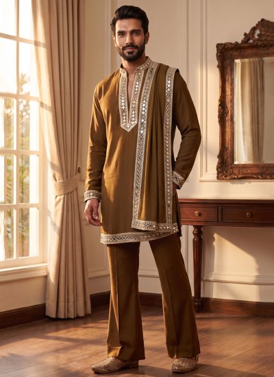 Brown Ceremonial Lachka Kurta Pyjama