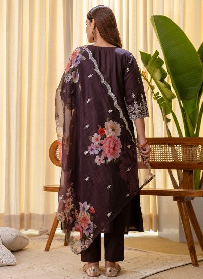 
                            Brown Embroidered Party Salwar Suit