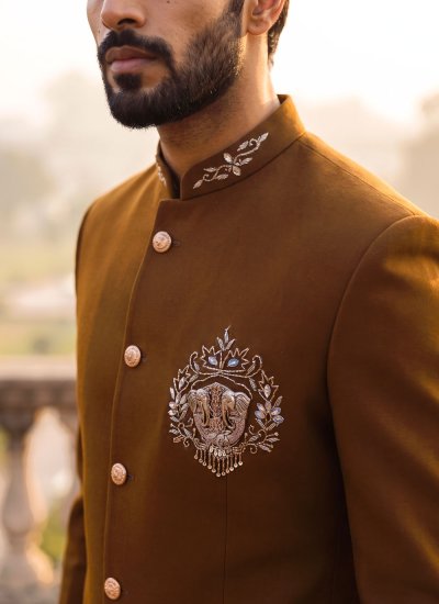 
                            Brown Handwork Jodhpuri Suit