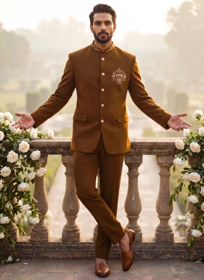 Brown Handwork Jodhpuri Suit