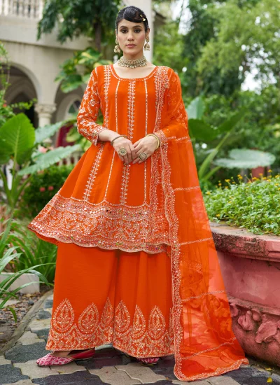 Catchy Mirror Chinon Palazzo Salwar Kameez