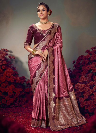 Charismatic Fancy Fabric Pink Weaving Saree