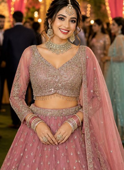 
                            Charismatic Pink Embroidered Lehenga Choli