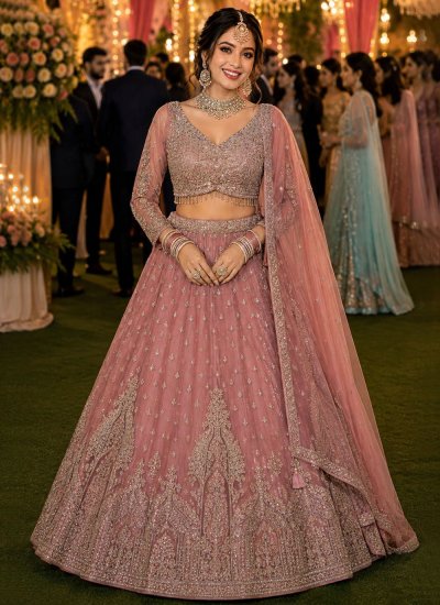 Charismatic Pink Embroidered Lehenga Choli
