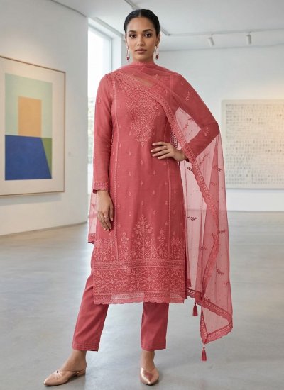Chiffon Salwar Suit in Pink Colour
