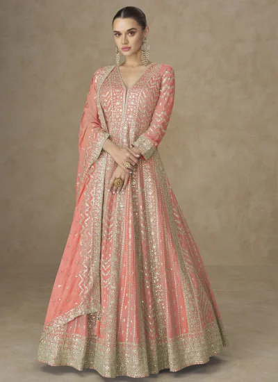 Chinon Peach Designer Gown
