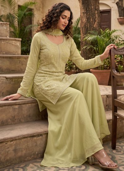 
                            Chinon Salwar Kameez in Green Colour