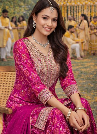 
                            Chinon Salwar Kameez in Pink