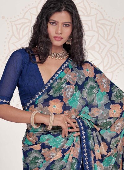 
                            Classic Saree Printed Georgette in Multi Colour