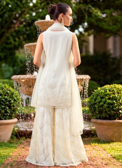
                            Classical Sequins Off White Salwar Kameez 