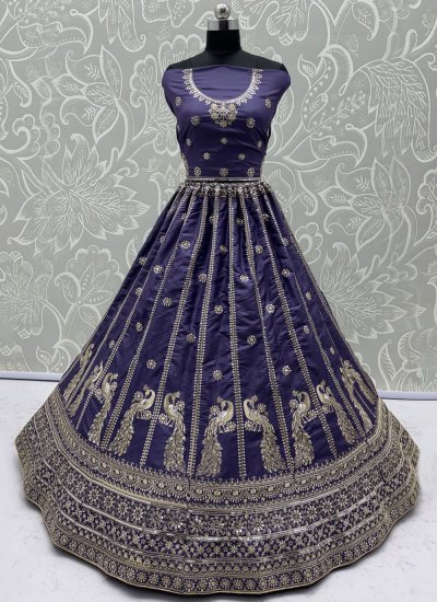 
                            Classy Silk Violet Embroidered Lehenga Choli