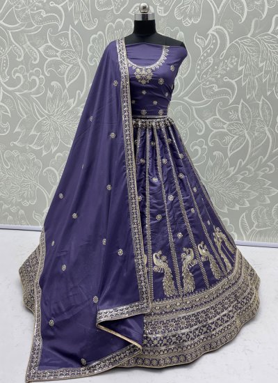 Classy Silk Violet Embroidered Lehenga Choli