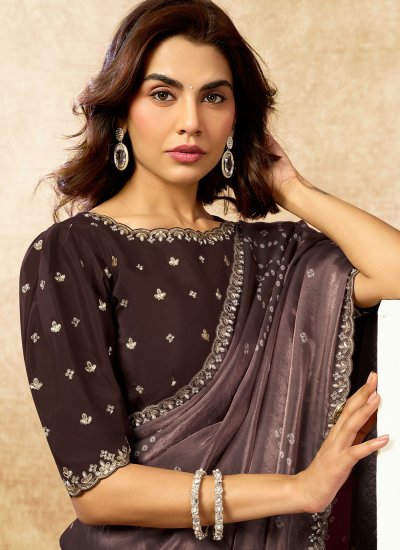
                            Competent Brown Classic Saree