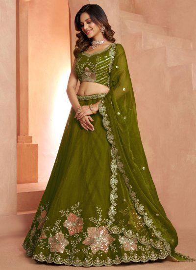 
                            Competent Green Tissue Trendy Lehenga Choli