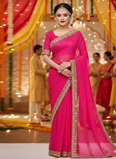 Conspicuous Handwork Georgette Classic Saree