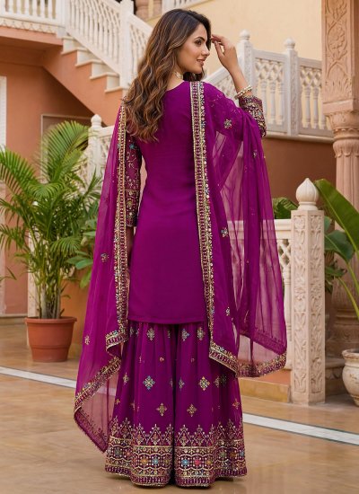 
                            Conspicuous Purple Party Readymade Salwar Kameez