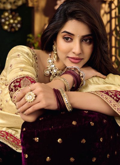 
                            Contemporary Saree Embroidered Silk in Cream Colour