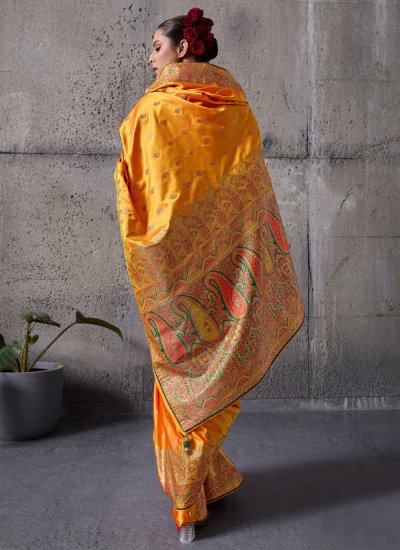 
                            Contemporary Saree Weaving Satin Silk in Orange