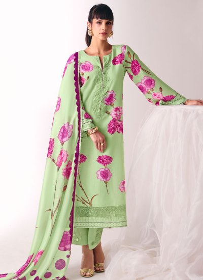 Cotton Lawn Trendy Salwar Kameez in Green