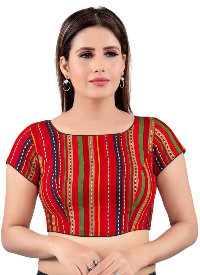 Cotton Printed Blouse in Multi Colour