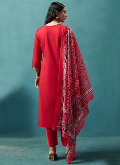 
                            Cotton Printed Red Trendy Salwar Kameez