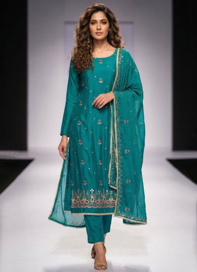 Cotton Silk Green Salwar Kameez