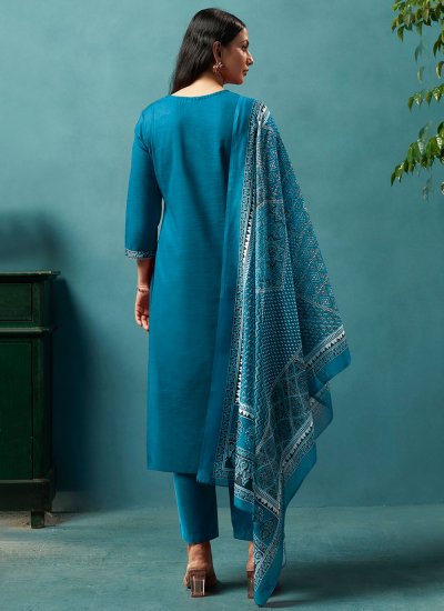 
                            Cotton Turquoise Pant Style Suit