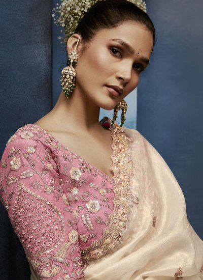 
                            Cream Border Fancy Fabric Classic Saree