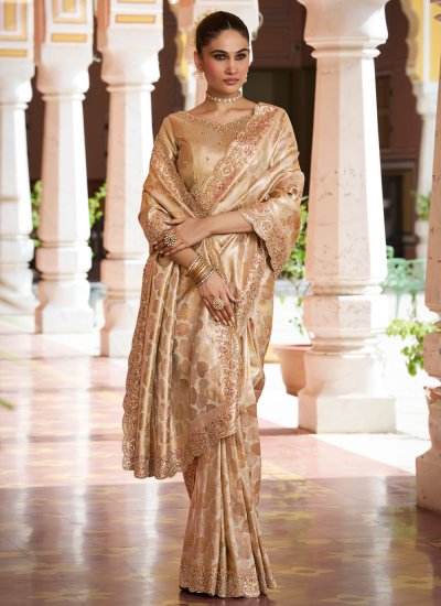 
                            Cream Ceremonial Classic Saree