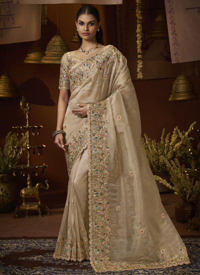 Cream Color Classic Saree