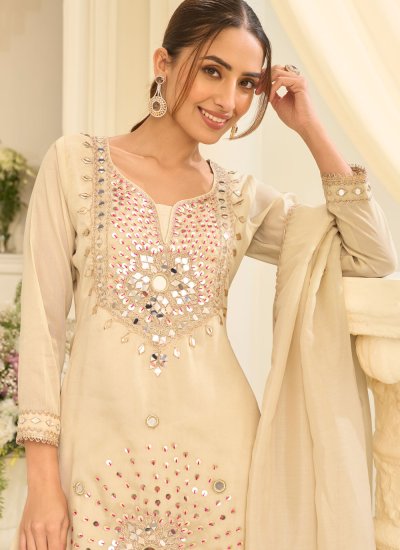 
                            Cream Color Readymade Salwar Kameez