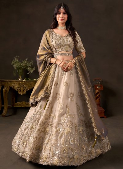 Cream Fandy Lehenga Choli