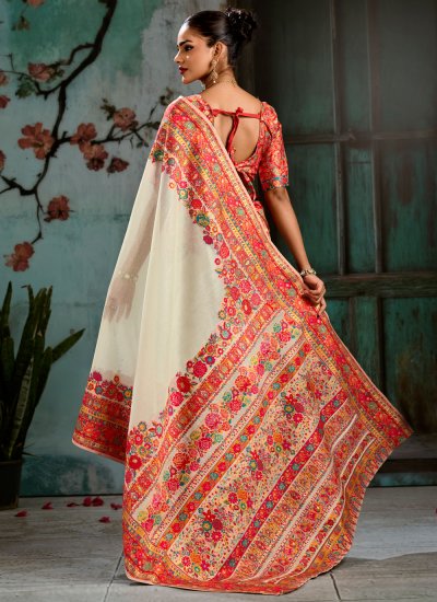 
                            Cream Handloom Cotton Saree