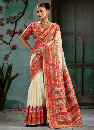Cream Handloom Cotton Saree