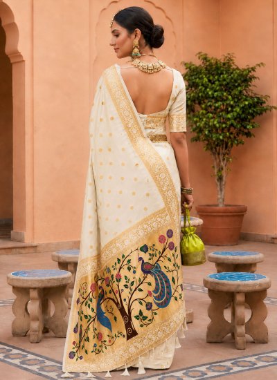 
                            Cream Meenakari Saree