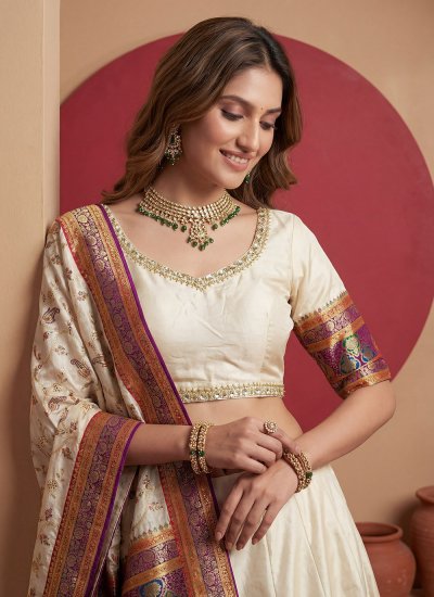 
                            Cream Party A Line Lehenga Choli