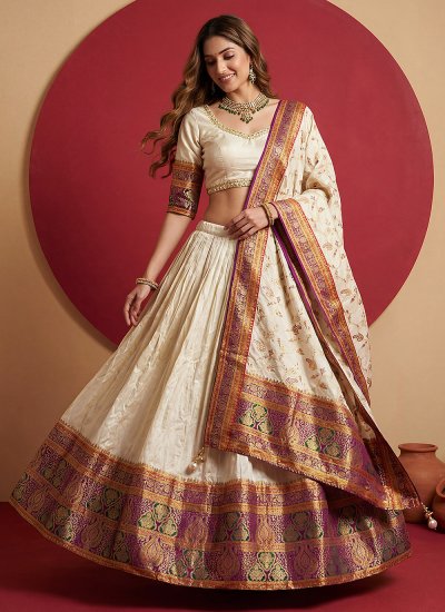 Cream Party A Line Lehenga Choli