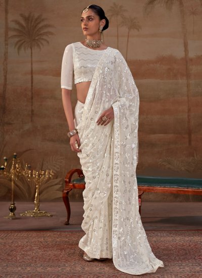 Cream Party Trendy Saree