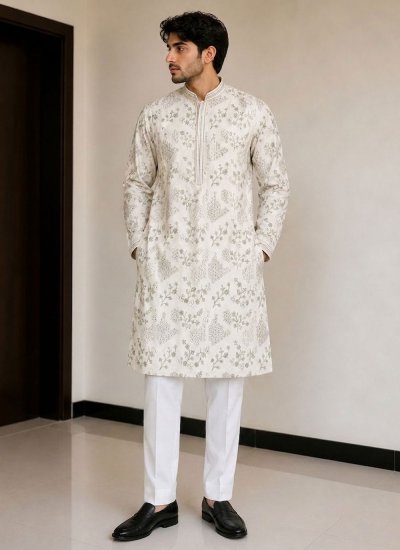 Cream Sangeet Kurta Pyjama